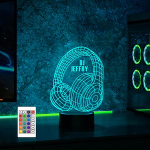 DJ Music Personalized 3D LED Night Light, DJ Player xmas Gifts,Custom Gift for Music Lovers, Dj Music Studio Decor, Party Dj Club Name Sign,