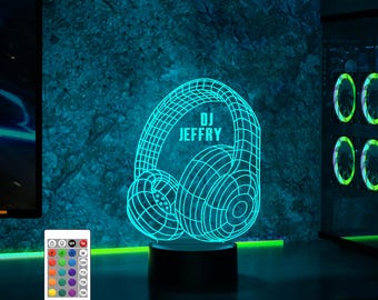 DJ Music Personalized 3D LED Night Light, DJ Player xmas Gifts,Custom Gift for Music Lovers, Dj Music Studio Decor, Party Dj Club Name Sign,