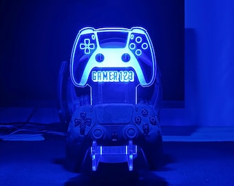Personalized Controller Stand,Playstation xbox Controller night light,LED Controller Holder,Headset Station,Organizer for Gamers,xmas gifts