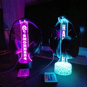 Personalized Headphone Stand,RGB led for Gamers,Headset Holder,PS headset Stand,Gamer xmas gift,Headphone holder gift for him,Gamertag sign