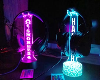 Personalized Headphone Stand,RGB led for Gamers,Headset Holder,PS headset Stand,Gamer xmas gift,Headphone holder gift for him,Gamertag sign