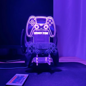 Custom Ps Controller and Headphone Stand,LED Controller Holder,Headset Gaming Station,RGB Headset Holder,Desk Organizer for Gamers,xmas Gift