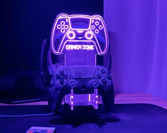 Custom Ps Controller and Headphone Stand,LED Controller Holder,Headset Gaming Station,RGB Headset Holder,Desk Organizer for Gamers,xmas Gift