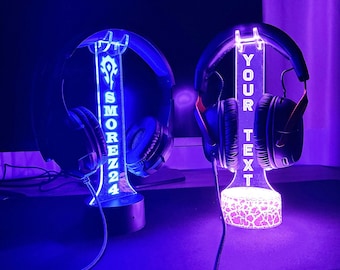 Customizable Headphone Stand, The Perfect Gamer Gift,3D LED Night Light for game room,Personalized Gamertag Display,Streamer Headset Holder