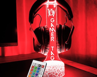 Diablo Personalized led Headphone Stand,Gamertag night Light Sign, Headphone Holder, christmas gifts for gamers,Streamer Headset Holder,xmas
