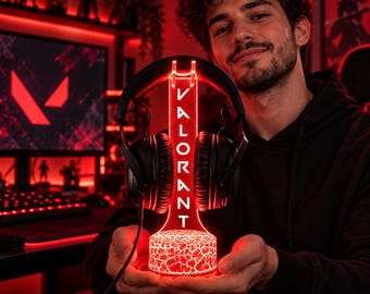 Personalized led Headphone Stand, Streamer Headset Holder Stand, Gamertag led Light Sign, Headphone Holder, christmas gifts for gamers