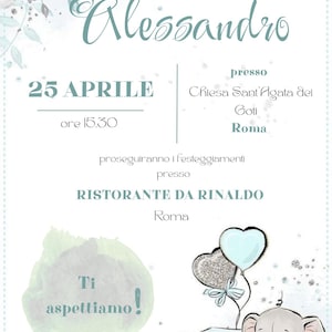 Invito digitale Battesimo con Elefantino – personalizzabile