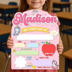 Personalized First Day School Sign, Back to School Sign, Kindergarten 1st And Last Day of School Sign, Pre-K First Day School Wooden Sign