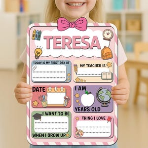 Personalized First Day School Sign, Back to School Sign, Kindergarten 1st And Last Day of School Sign, Pre-K First Day School Wooden Sign