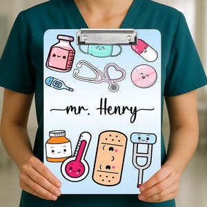 Personalized Nurse Clipboard with Name Customized Medical Acrylic Gift for Healthcare Worker RN LPN Doctor Cute Office Supplies for Her