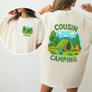 Custom Cousin Camp Comfort Colors Shirts, Personalized Cousin Crew T-Shirts, Family Camping Gifts, Kids Mountain Vacation Tee