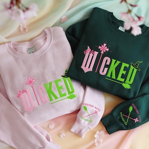 Wicked Embroidery Sweatshirt, Together we're unlimited shirt,Elphaba Glinda Side Bow Embroidered Sweatshirt, Wicked Musical Movie Fan Gift