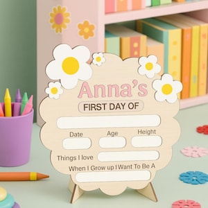 Personalized Bow Coquette First & Last Day Of School Wooden Reusable School Sign, Back To School Sign For Kids, Wooden School Board Gift