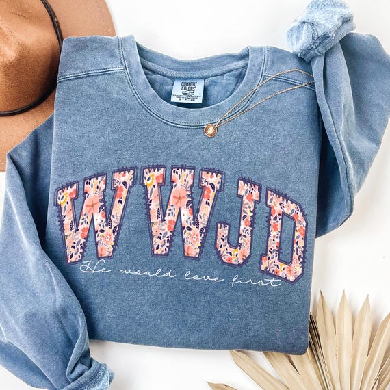 Comfort Colors® WWJD Sweatshirt, Christian Long Sleeve Shirt, Christian Encouragement, Walk Like Jesus, Bible Verse Shirt, Trendy Faith Tee