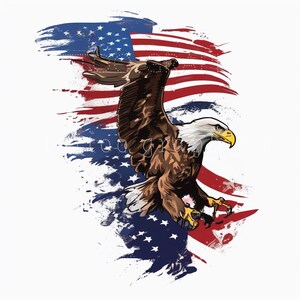 アメリカ国旗の翼を持つワシのクリップアートPNG、愛国的な昇華デザイン - デジタルダウンロード