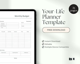 2025 Modern Life Planner || 76 Pages Life Journal || Digital Download || Instant Download  || Planner