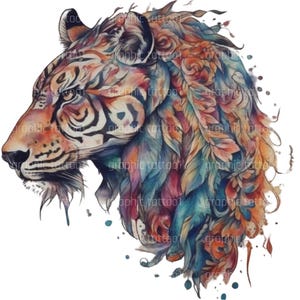 Traditioneel T-shirt met tijgerontwerp - sublimatie clipart en afbeelding voor unieke kleding, handgemaakt cadeau-idee