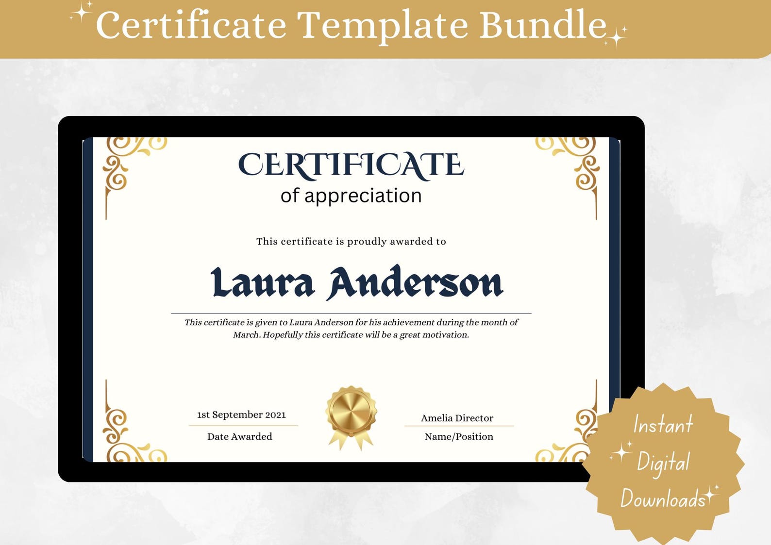 Editable Certification Template for Professional Award | Customizable ...