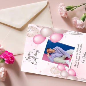 Cartão de aniversário feminino rosa || Cartão de aniversário elegante e fofo para ela