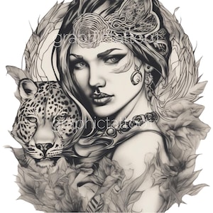 Tattoo Design - Unique Tiger Lover Art | One-of-a-Kind Lower Back Digital Download for Personal Style