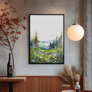 Nordic Forest Wall Art, Printable Wildflowers Photography, Nature Landscape Instant Download