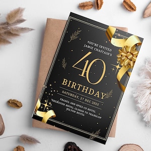 Carte d'invitation d'anniversaire adulte || Invitation élégante et personnalisée à une fête d'anniversaire pour homme et femme
