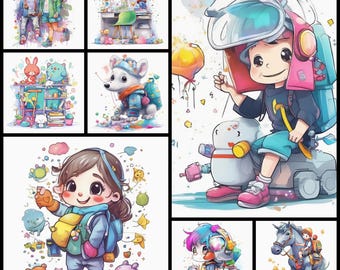 Colorful Nursery Gallery Wall Art Bundle - 500 Kids Room Prints - Playroom Decor - Toddler Room Decor - Digital Download