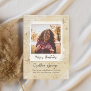 Cartão de aniversário com foto clássica | Cartão de felicitações com imagem personalizada para qualquer idade - Design exclusivo e personalizável