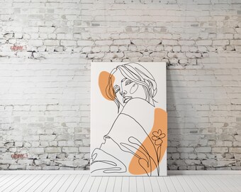 Woman Watercolor Flower Wall Art - Feminine Floral Decor & Digital Art Print for Chic Home Aesthetic