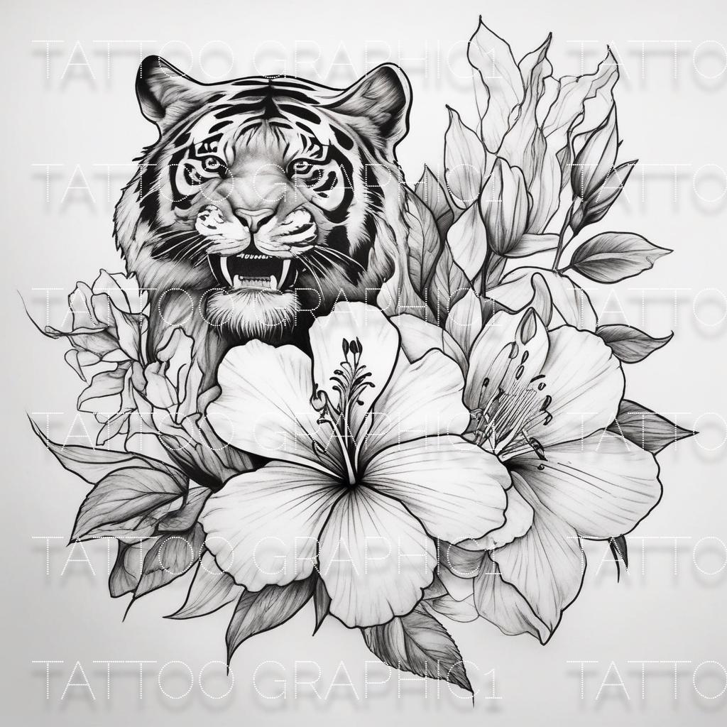 Tiger and Flower Tattoos: Bold & Beautiful