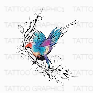 Unique Hummingbird 40Tattoo Bird png Collection - Perfect Nature Lover Gift - T-Shirt Design Bundle