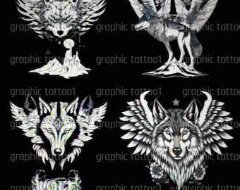 Wolf Graphic Tee - 4 Unique Designs by Lonely Angel Tattoos, Cool Wolf T-shirt for Nature Lovers & Animal Enthusiasts
