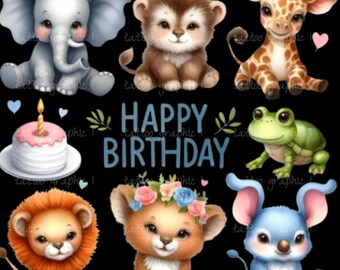 Watercolor Puppy Clipart Set - African Zoo Illustrations, Tattoo Graphics, Digital Download - High-Quality PNG Files for Crafts & Decor