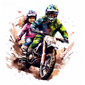 Father Daughter Moto Graphic | Like Father Like Daughter Vector | Cricut PNG Bundle for Riders & Motocross Lovers