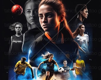 Zestaw clipartów Dziewczyna Piłka Nożna i Piłkarz - Trudne Ilustracje Sportowe| Komercyjne Wykorzystanie i Natychmiastowe Pobieranie