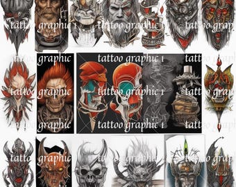 Pakiet 300 Vintage Tattoo Clipart | Retro & Traditional PNG Art | Przezroczyste tło do użytku komercyjnego