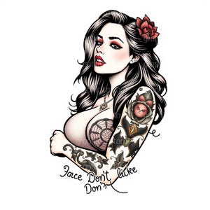 Unique Tattoo Designs for Artists | Vintage Tattooed Girl Clipart, Floral and Traditional Tattoos | Digital Downloads and Stencils Gift