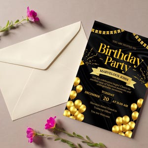 Exklusive Geburtstagskarte in Schwarz und Gold – Elegante Grußkarte für Sie & Ihn – Klassisches Design mit hochwertigem Druck – Innenseite blanko