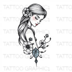 Women&#39;s Mini Tattoo Art Print - Unique Digital Download for Home Decor, Aesthetic Wall Art, Instant Download, Feminine Décor