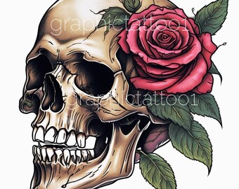Skulls & Roses Galore: 10 PNG Clipart Designs for Edgy Tattoos, Crafts, and Decorating"