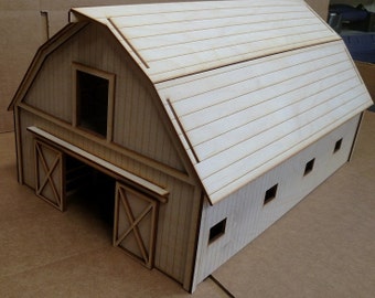 Rustic Barn 1/2" scale Baltic Birch Laser-cut wooden kit