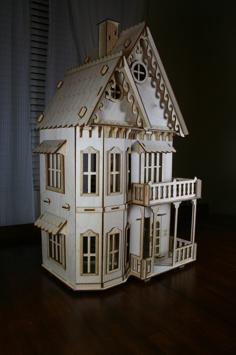 Victorian Gingerbread Dollhouse Baltic Birch Plywood Kit image 4