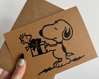 Snoopy Birthday /gift Lino print greetings card - Mother’s Day card
