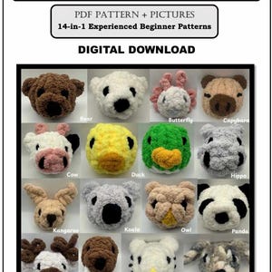 The Mini Collection 14-in-1 Experienced Beginner PDF Pattern + Pics, Animal Patterns, Finger Knitting, Hand Knitting