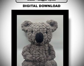 Kingston the Koala, (No Video Tutorial) Intermediate PDF Pattern + Pics w/ Snuggler Option, Pattern,Finger Knitting, Hand Knitting