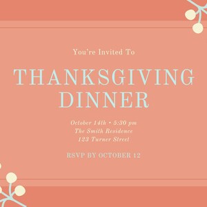 Digital Event Template, Thanksgiving, Holidays, Fall Party INSTANT DOWNLOAD, EDITABLE