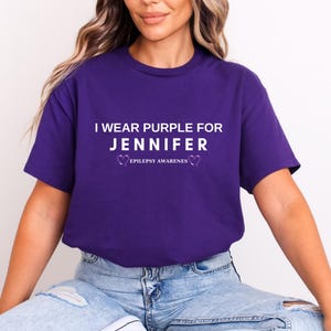 Epilepsy Awareness T-shirt, Support Clothing Mom Dad Gift,Purple Ribbon Crew Neck Comfortable Fundraising Top Seizure Walk, Outfit, Advocacy