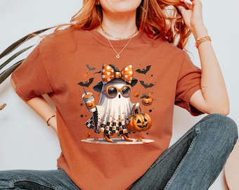 Comfort Colors®Cute Ghost Coffee Shirt,Cute Little Ghost Sparkling Coffee Shirt, Boo Ghost Shirt, Ghost Coffee Shirt, Halloween Coffee Lover