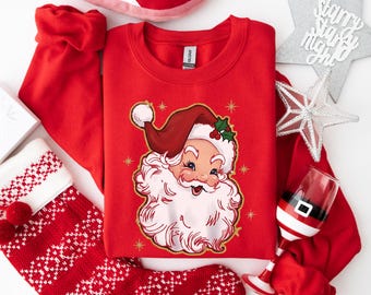 Retro Santa Christmas T-Shirt: Matching Family Holiday Clothing