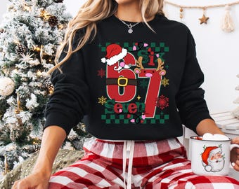 Six Seven Xmas Shirt, 6 7 Christmas Shirt, Funny Number Meme T-Shirt, Six Seven Christmas Meme Sweatshirt, Viral TikTok Saying Shirt